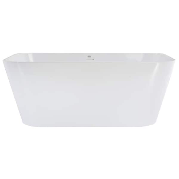 Summerlin 57 in. Solid Surface Flatbottom Whirlpool and Air Bath Bathtub in White
