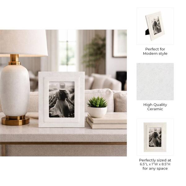 Liv & Skye 4 in. x 6 in. White Stone Marble Photo Frame with