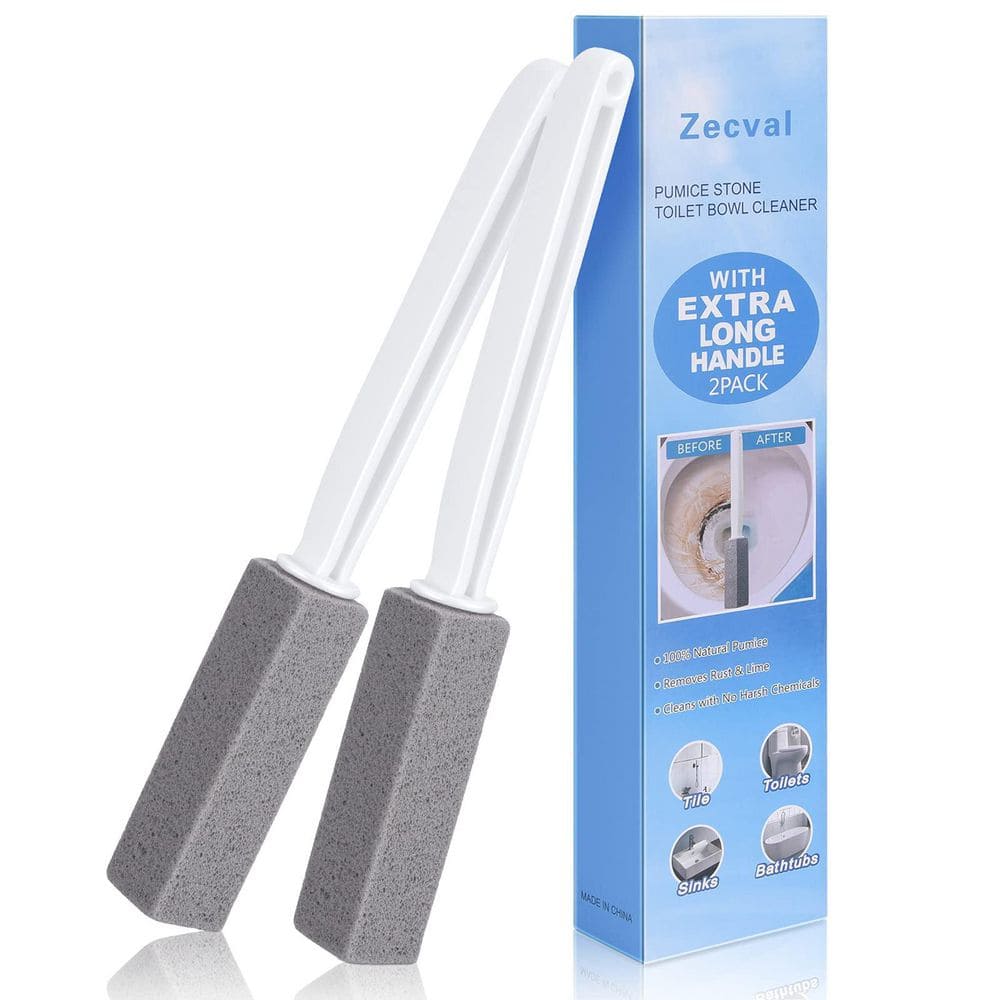 Pumice Stone Toilet Brush with Extra Long Handle for Hard Water Calcium and Rust Removal on Toilet Tile Sink (2-Pack) price history on PriceWatchPro
