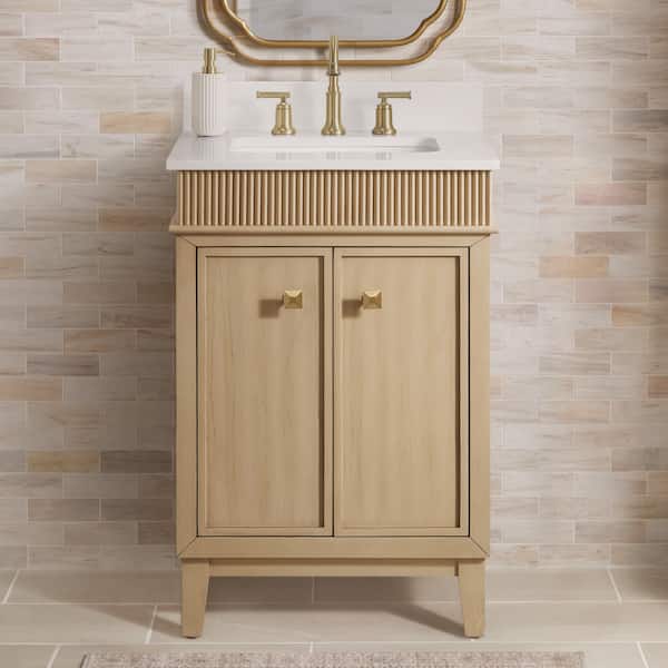 Danby 24 in. Single Sink Platinum Oak Bath Vanity with White Engineered Marble Top (Assembled)