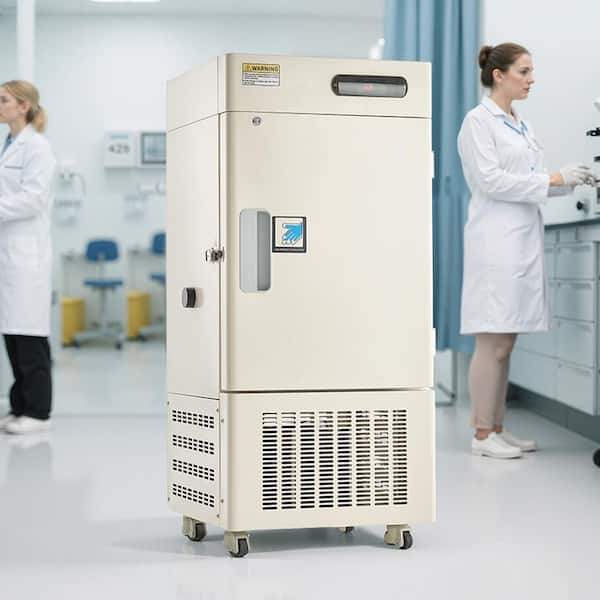 Ultra Low Temp Freezer, 21.7 in. 0.99 cu. ft. Retro Mini Refrigerator in White with Drawer Freezer and Digital Display
