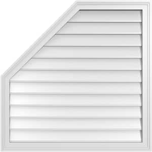 34 in. x 34 in. Octagonal Surface Mount PVC Gable Vent: Decorative with Brickmould Frame