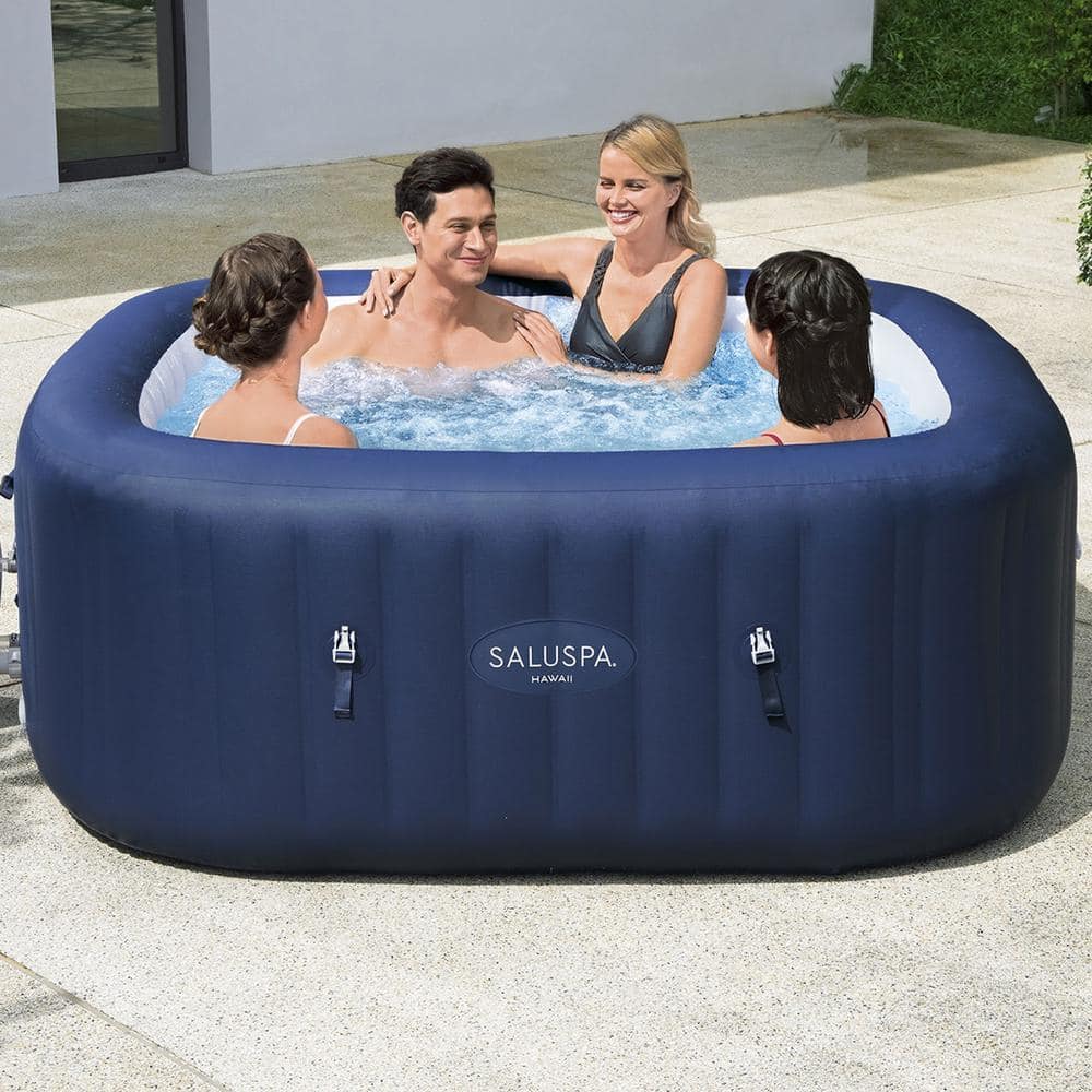 Hawaii Blue Inflatable Square Hot Tub with Seats and Pillows