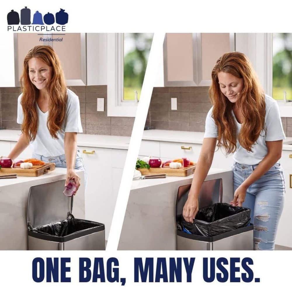 Black 13 Gallon Drawstring Kitchen Trash Bags, 200 Count