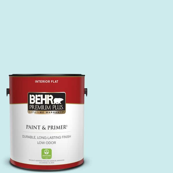 BEHR PREMIUM PLUS 1 gal. #520C-2 Fountain Spout Flat Low Odor Interior Paint & Primer