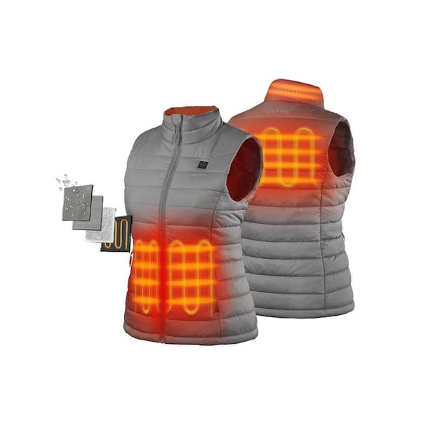 ORORO Women's 2X-Large Gray 7.38-Volt Lithium-Ion Lightweight Heated Vest with 1 Upgraded 4.8 Ah Battery and Charger