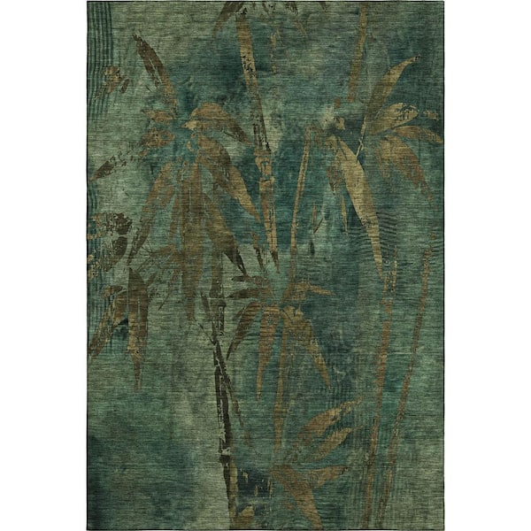 Mayfield Premium Machine Washable Abstract AMF2222 Green 3 ft. x 5 ft. Area Rug