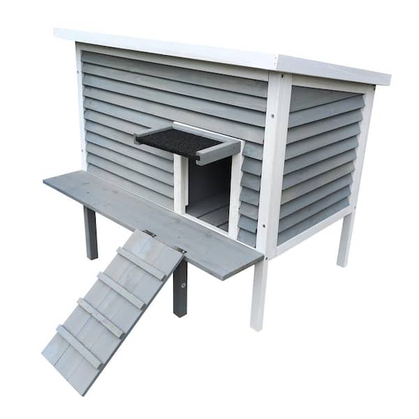 Unbranded Outdoor Breathable Cat House for Outside Cats, Cat Shelter for Feral Cats with Escape Door, Porch Deck