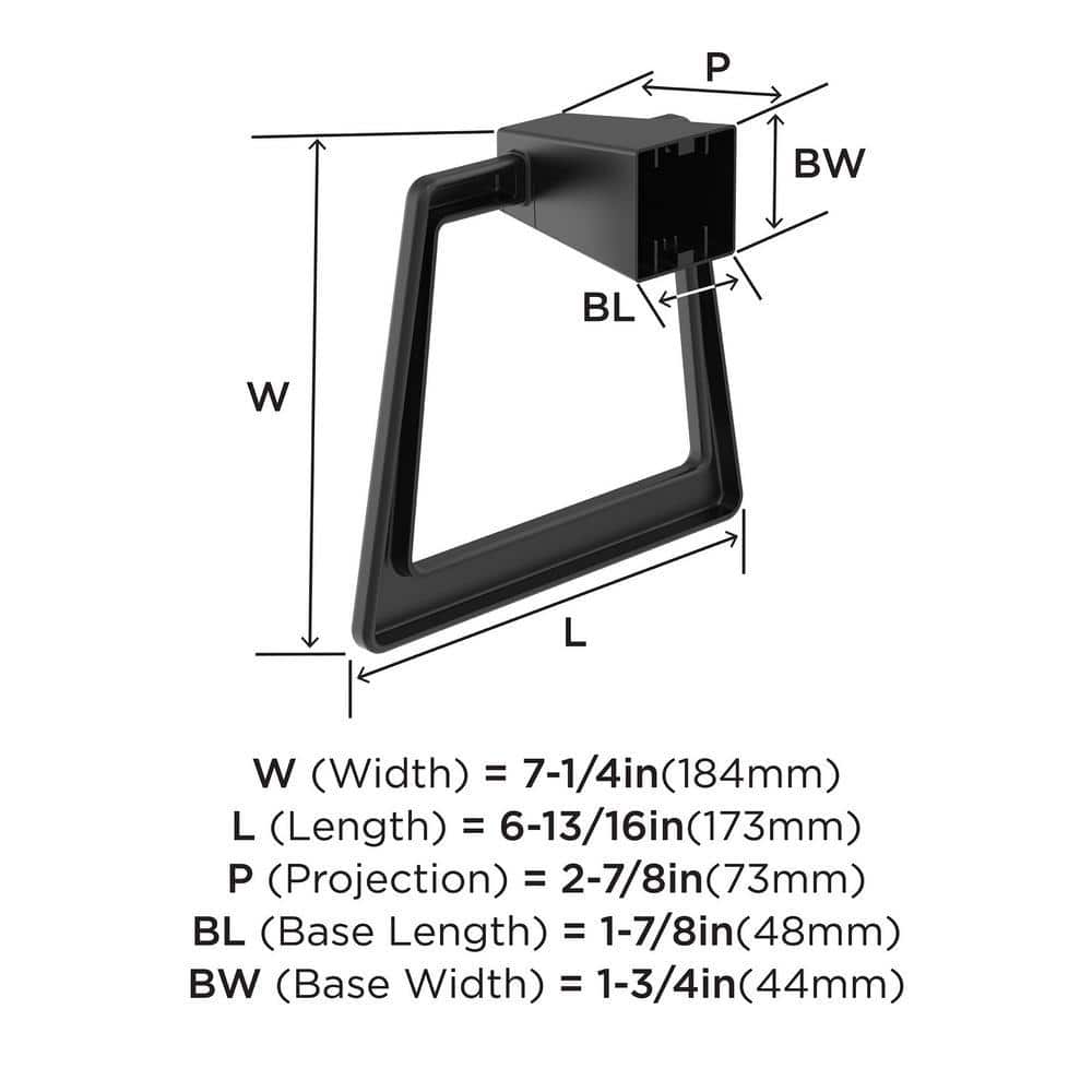 Matte Black Geometric Wall Mounted Towel Ring 6-13/16 inch