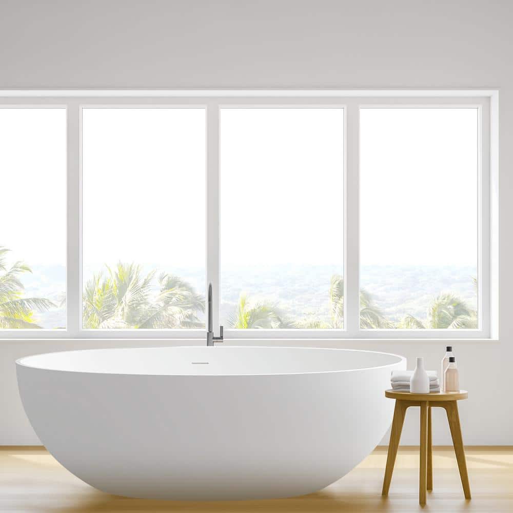 Cacciar 67" Matte White Freestanding Oval Soaking Bathtub