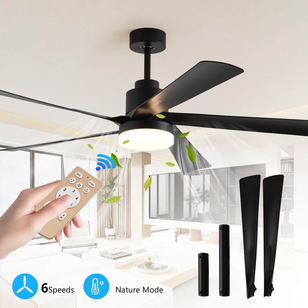 65 in. Indoor Black Ceiling Fan with Light, 5-Blade Dimmable LED with Remote Control, Modern Quiet Design price history on PriceWatchPro