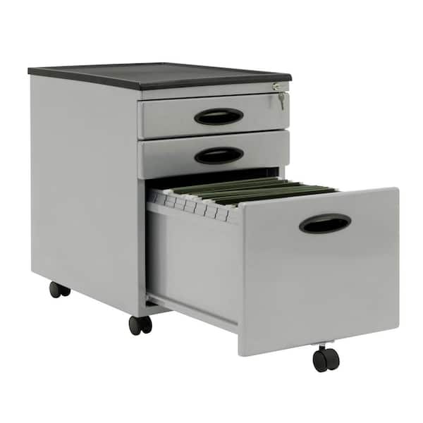 Calico Designs 15 75 In W X 22 D Silver Mobile File Cabinet Plus Letter Legal Metal 3 Drawer With Lock And Key 51108box Legal Metal 3 Drawer, Silver Stainless Steel File Cabinet