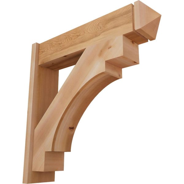 Ekena Millwork 8 in. x 32 in. x 32 in. Western Red Cedar Merced Arts and Crafts Smooth Outlooker