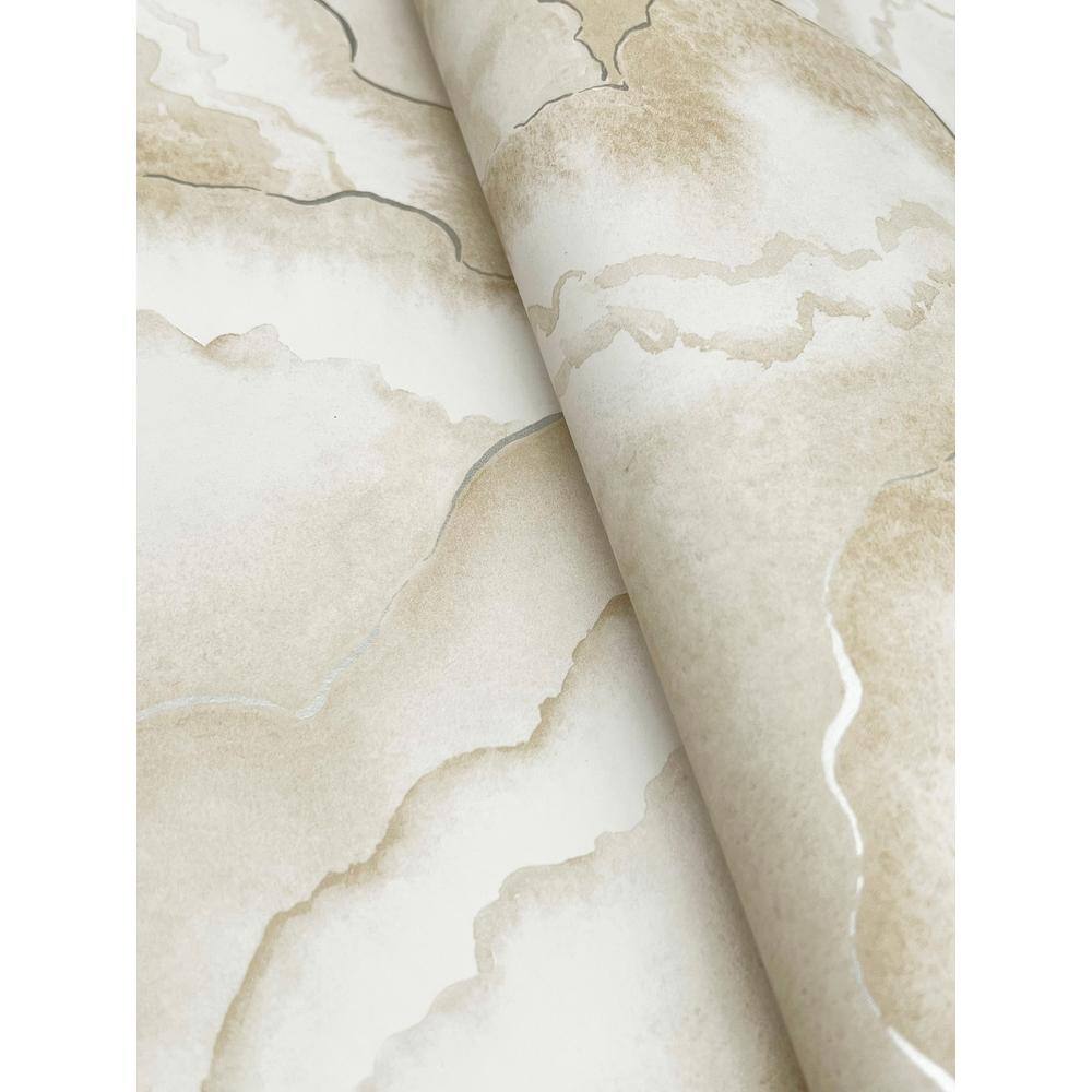 Beige and Silver Watercolor Demilune Fans Wallpaper