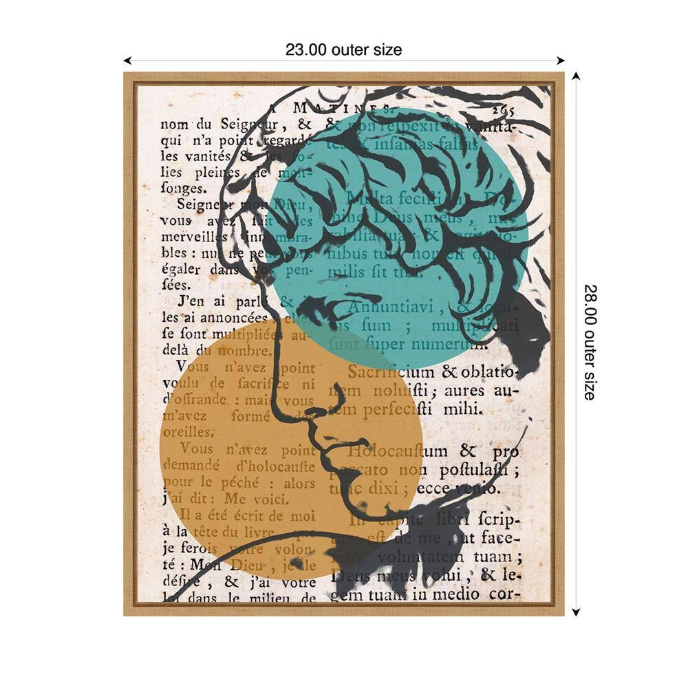 Studio Classico II Teal and Orange Abstract Canvas Print with Maple Frame