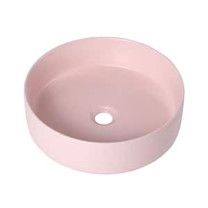 GL 15.75 in. Pink Ceramic Round Bathroom Vessel Sink