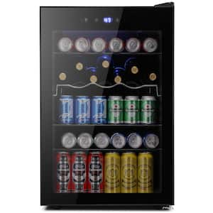 20.28 in. W Single Zone 37-Bottle or 145-Can Beverage and Wine Cooler in Black