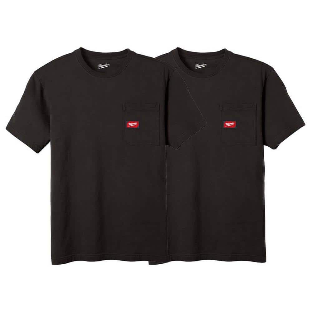 Men's Medium Black GRIDIRON Cotton/Polyester Short-Sleeve Pocket T-Shirt (2-pack) price history on PriceWatchPro