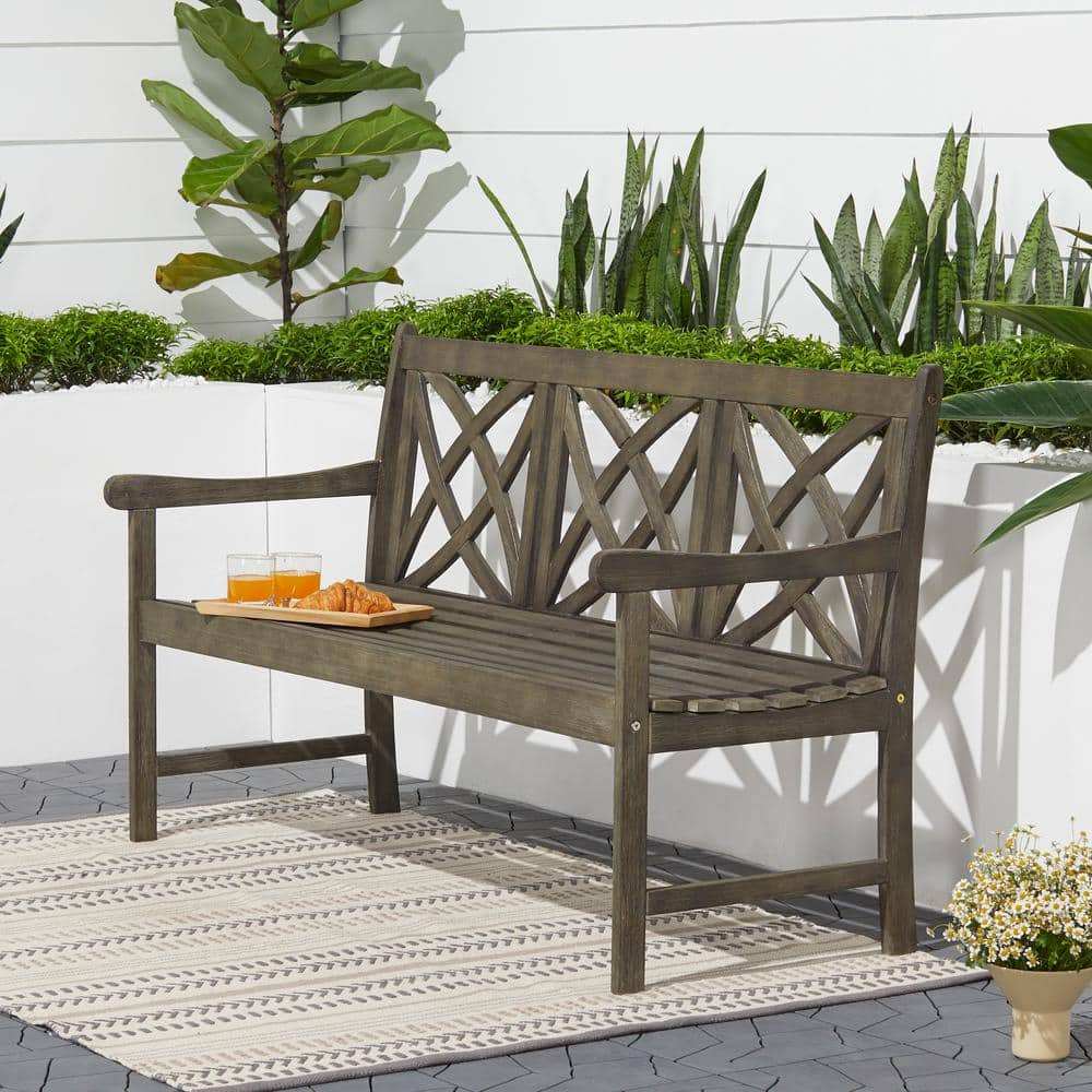 Afoxsos 57 in. Gary Rectangular Wood Outdoor Bench HDMX1211 - The Home ...