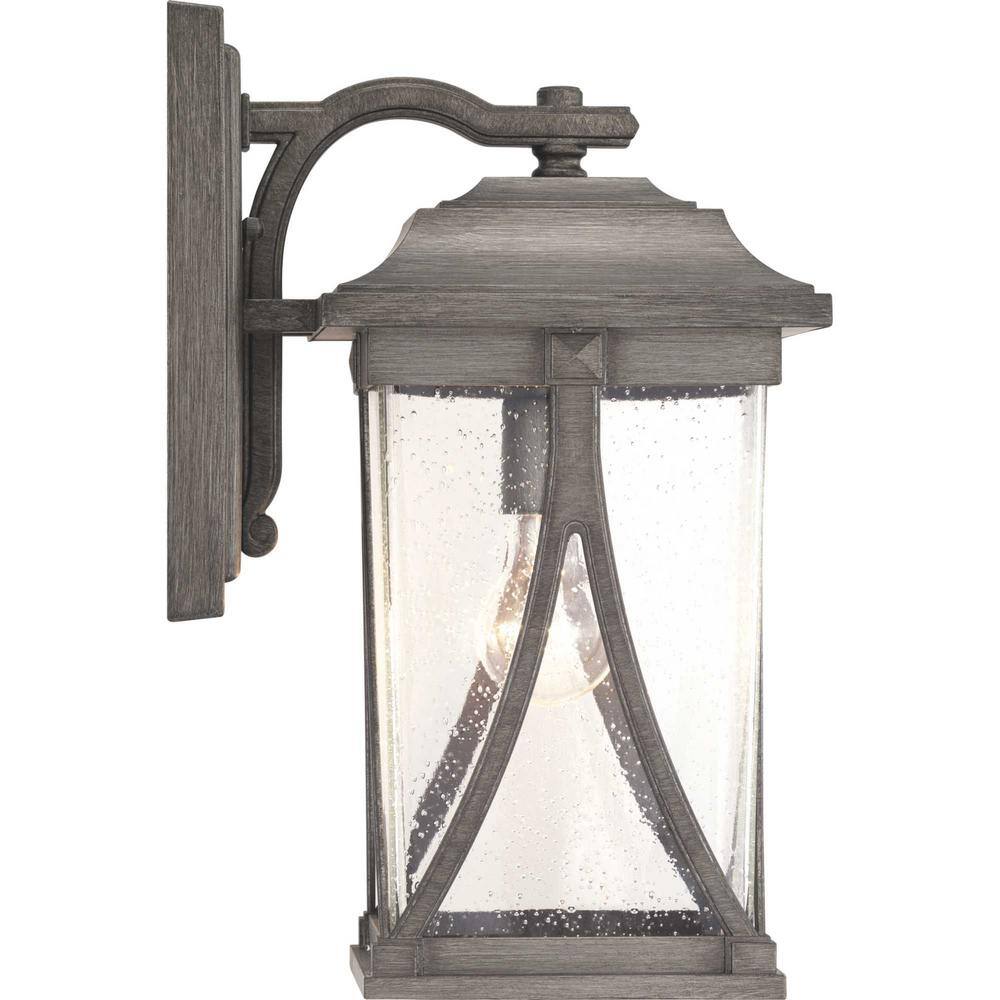 Antique Pewter Seeded Glass Outdoor Wall Lantern