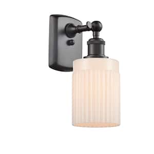 Hadley 1-Light Oil Rubbed Bronze Wall Sconce with Matte White Glass Shade