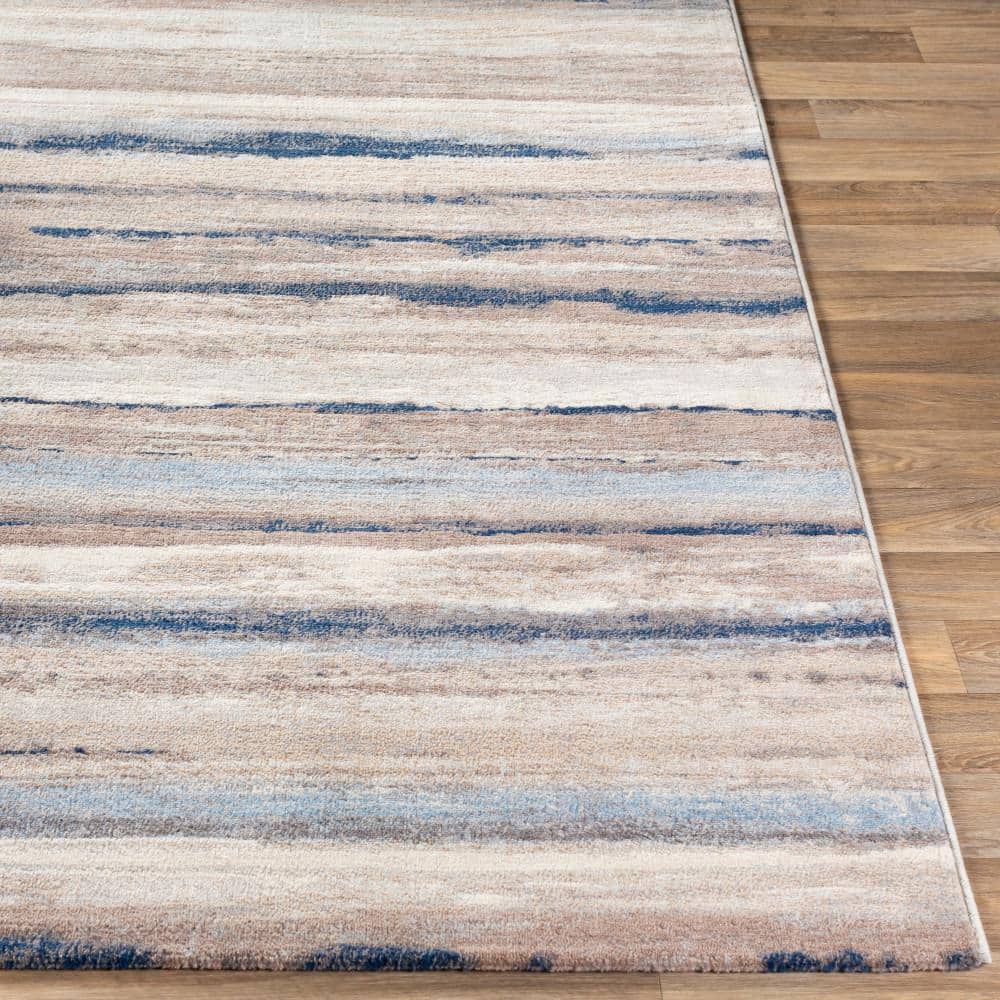 Roma Blue and Grey Synthetic Flat Woven Area Rug 7'10" x 10'