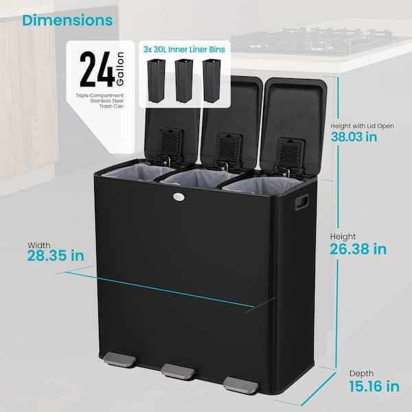 Home Zone Living 8 Gal. Triple Compartment Stainless Steel Kitchen