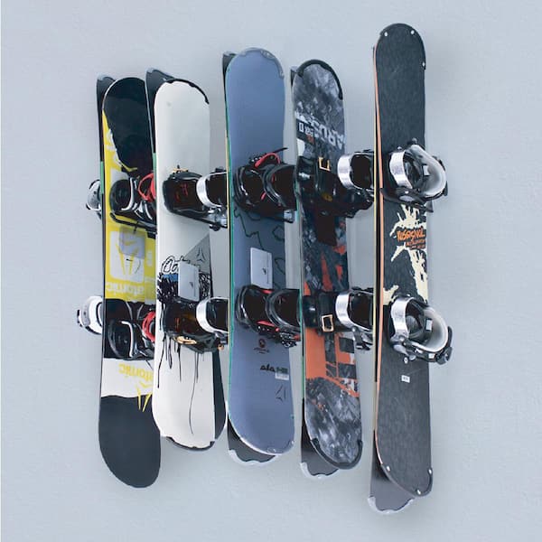 Wall Mounted Ski/Snowboard Storage 2.5 in. H x 48 in. W x 12.5 in. D Steel  Track Storage System Black (Includes 5 hooks)