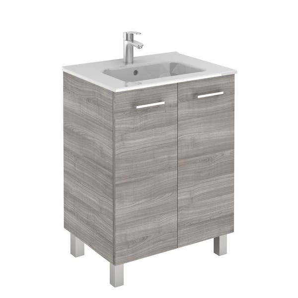 WS Bath Collections Logic 27.6 in. W x 18.0 in. D x 33.0 in. H Bath Vanity in Sandy Grey with Vanity Top and Ceramic White Basin