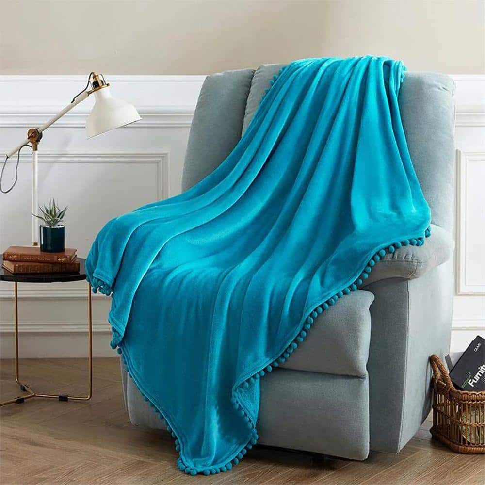Blue Fleece Machine Washable Throw Blanket 50" x 60"
