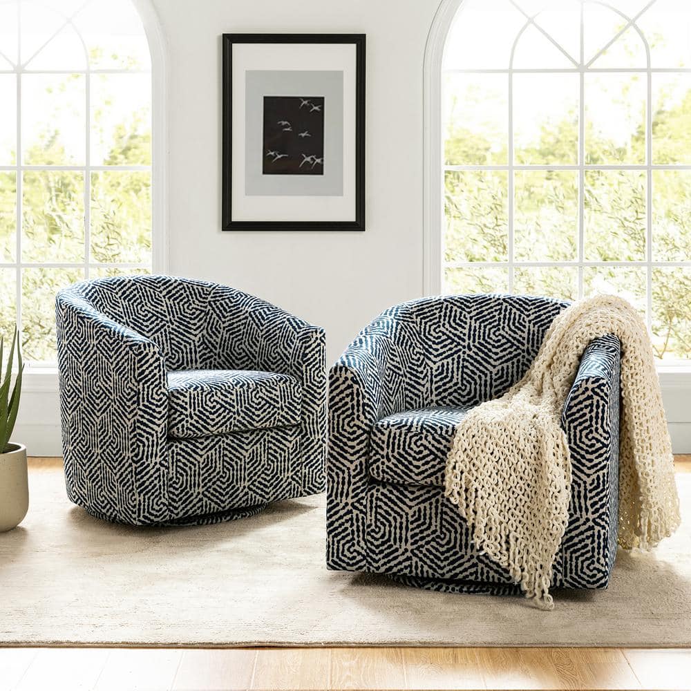 ARTFUL LIVING DESIGN Base Blue Antonia Set Chair Home with of Depot 2 KNM686-BLUE-S2 The Barrel - Metal Swivel