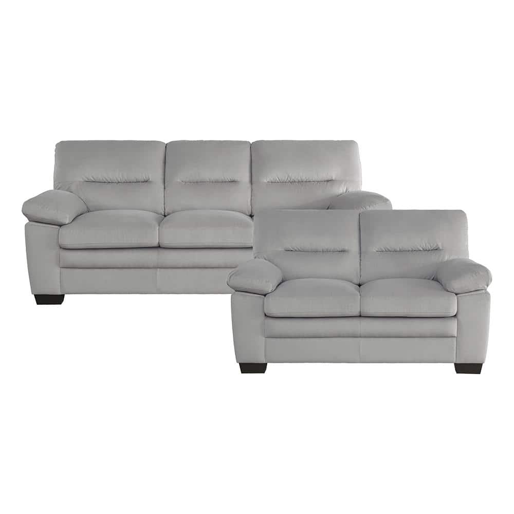 Solomon 84 in. W Straight Arm Textured Fabric Rectangle 2-Piece Living Room