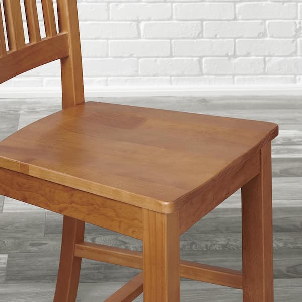 Scottsbury Honey Brown Wood Dining Chair with Slat Back (Set of 2) (16.7 in. W x 38.7 in. H)