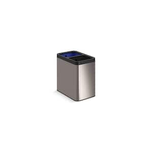 22-Liter Dual-Compartment Open-Top Trash Can in Stainless Steel