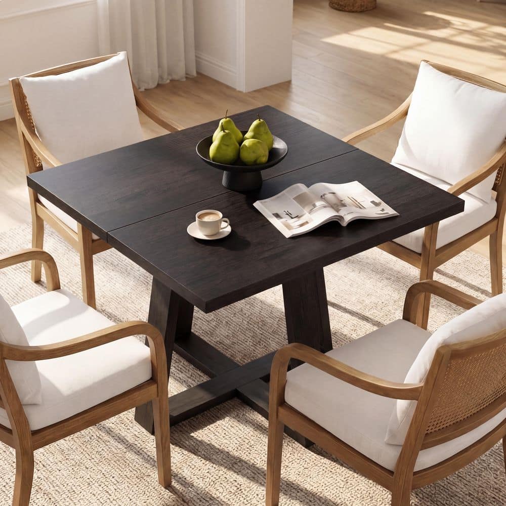 Moronia 31.5 in. Black Wood Pedestal Dining Table Seats 4 Compact Kitchen Table for Small Spaces (No Chairs)