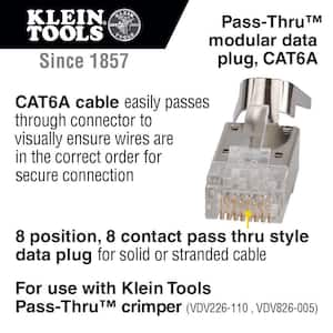Pass-Thru Modular Data Plug, RJ45-CAT6A, Shielded (STP), (100-Pack)