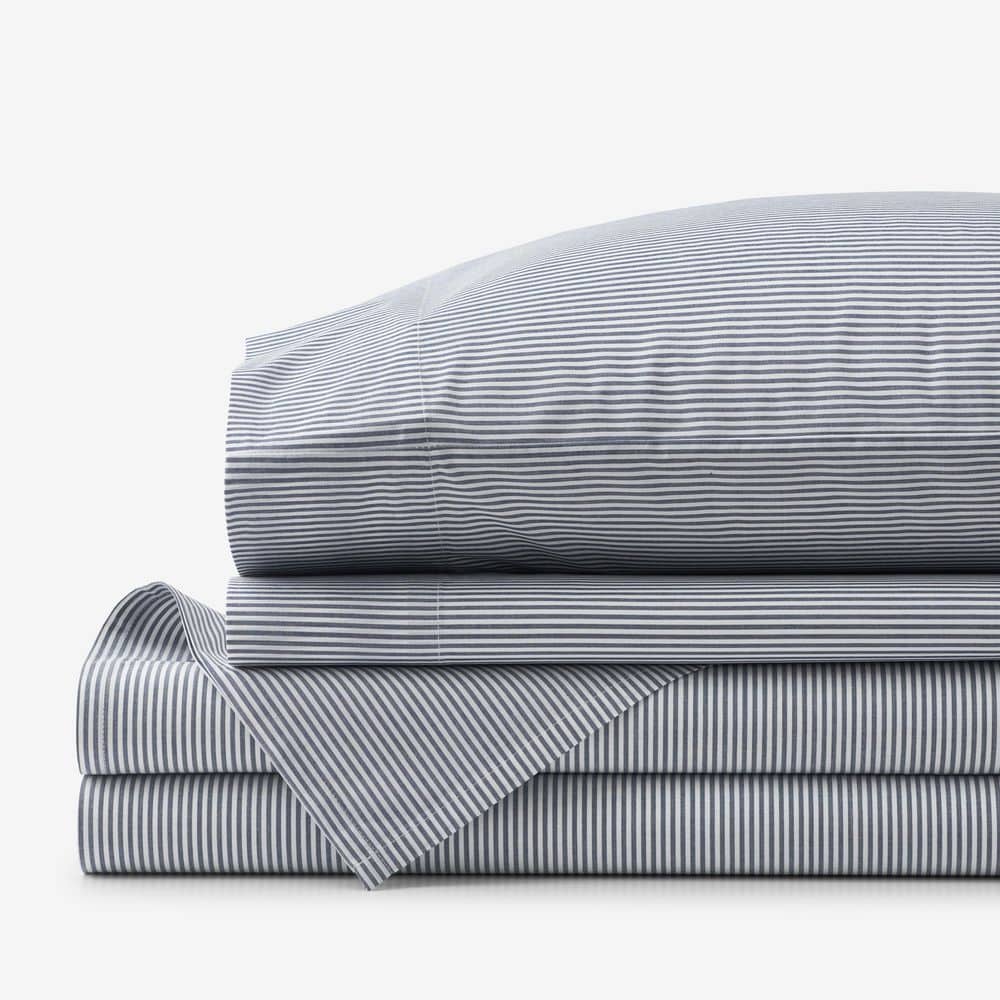 Company Cotton Stripe Yarn-Dyed White/Blue Cotton Percale Twin Sheet Set price history on PriceWatchPro