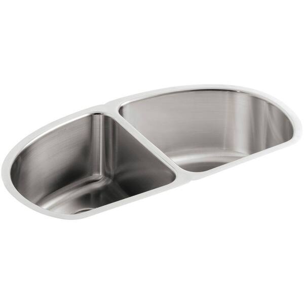 KOHLER Undertone Undermount Stainless Steel 35 in. Double Basin Kitchen Sink