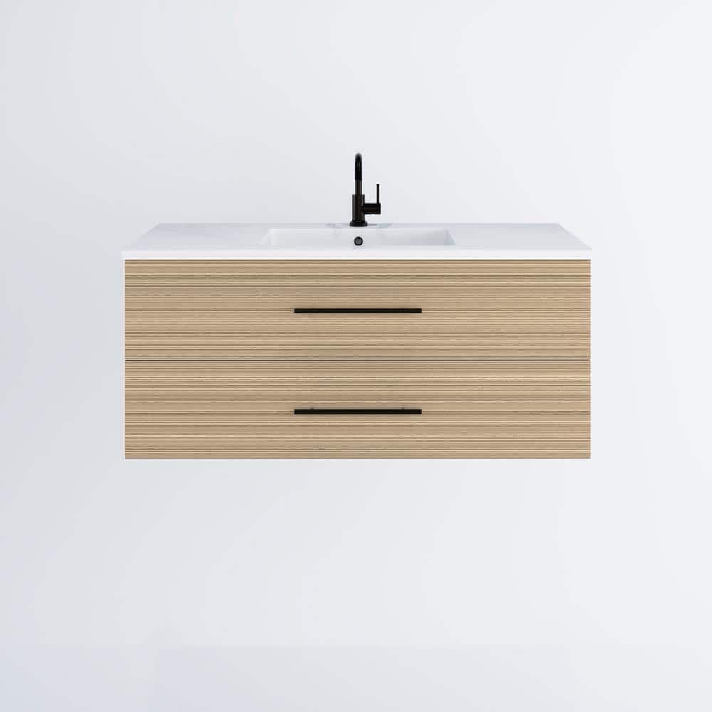 Napa 48 in. W x 20 in. D Single Sink Bathroom Vanity Wall Mounted in Sand Pine with Acrylic Integrated Countertop price history on PriceWatchPro