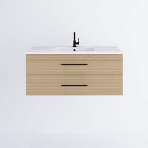 Napa 48 in. W x 20 in. D Single Sink Bathroom Vanity Wall Mounted in Sand Pine with Acrylic Integrated Countertop
