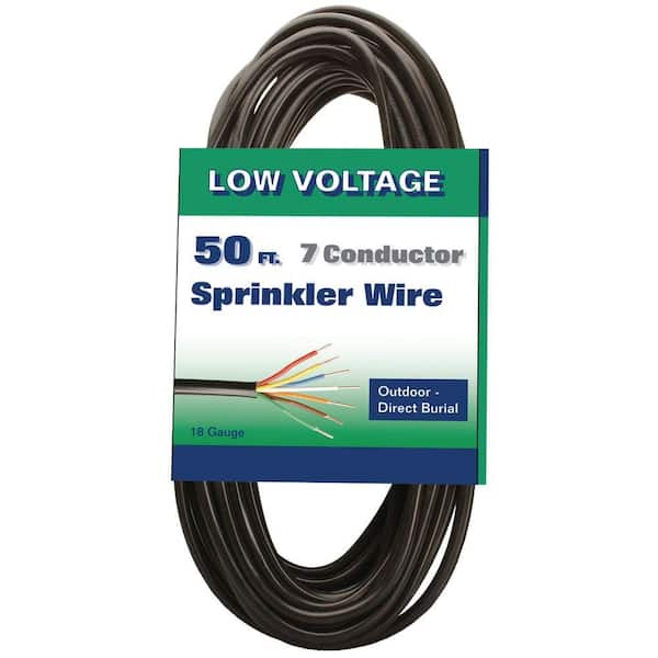 Southwire 50 ft. 18/7 Black Solid UL Burial Sprinkler System Wire