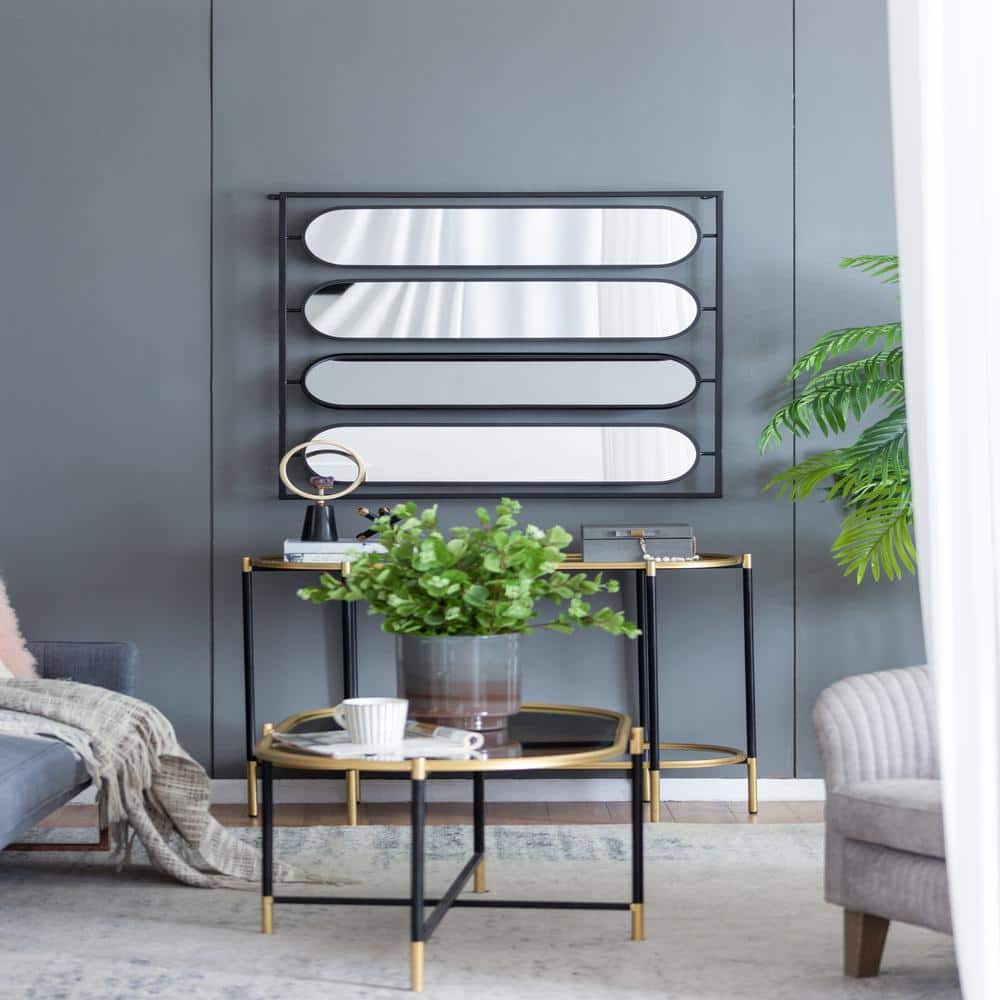 36 in. W x 36 in. H Large 4-Oval Wall Mirror with Black Square Frame, for L