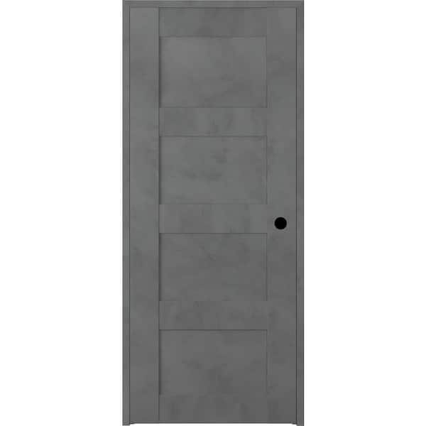 Unbranded 28 in. x 80 in. Vona Left-Handed Solid Core Dark Urban Textured Wood Single Prehung Interior Door