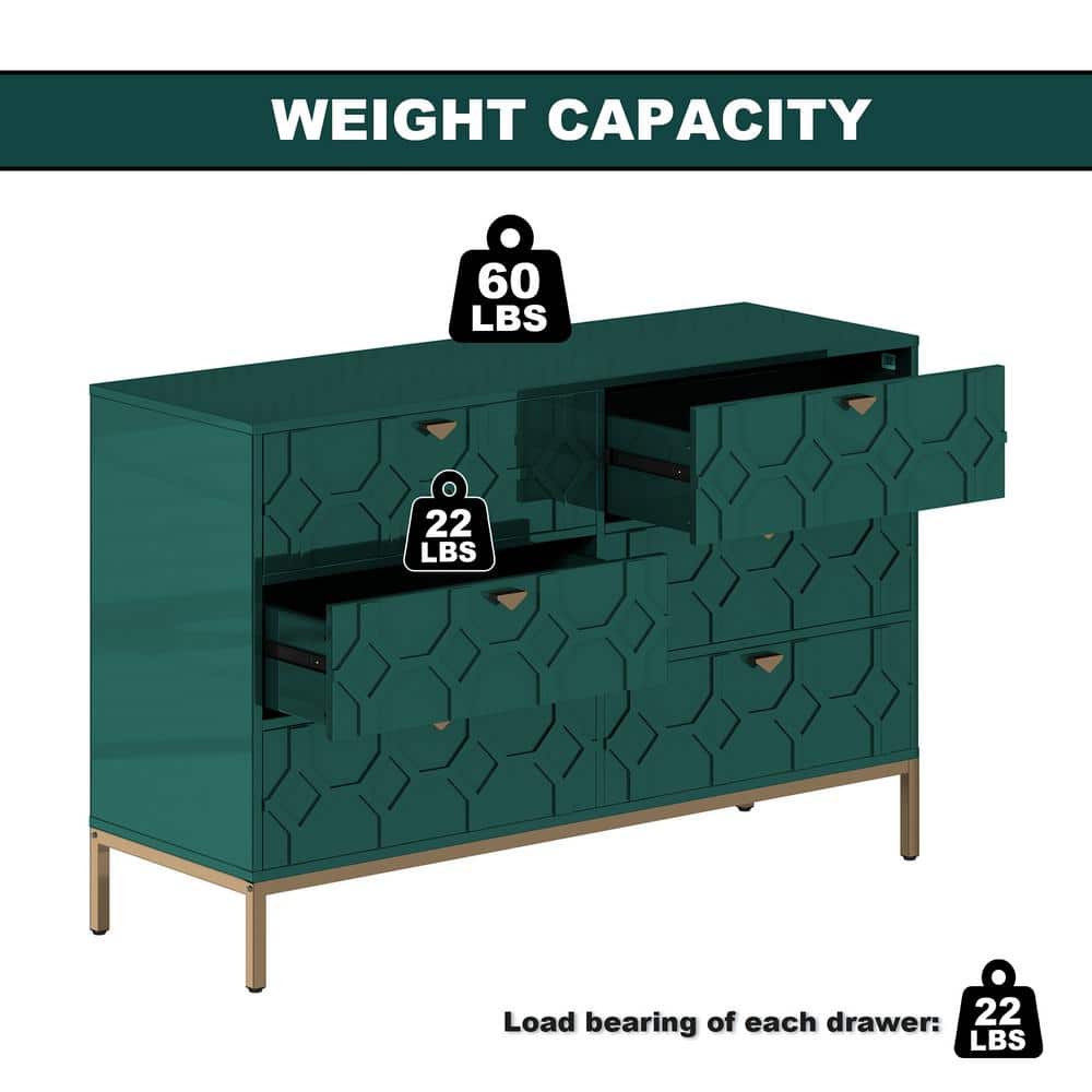 Green Medium Wood 6-Drawer Freestanding Accent Cabinet