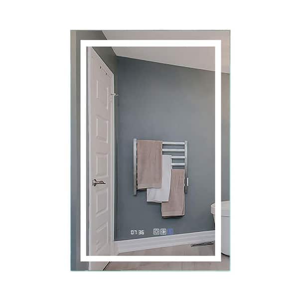 EPOWP 24 in. W x 36 in. H W Rectangular Frameless Wall-Mounted Bathroom Vanity Mirror with 3 Color Temperature LED Light