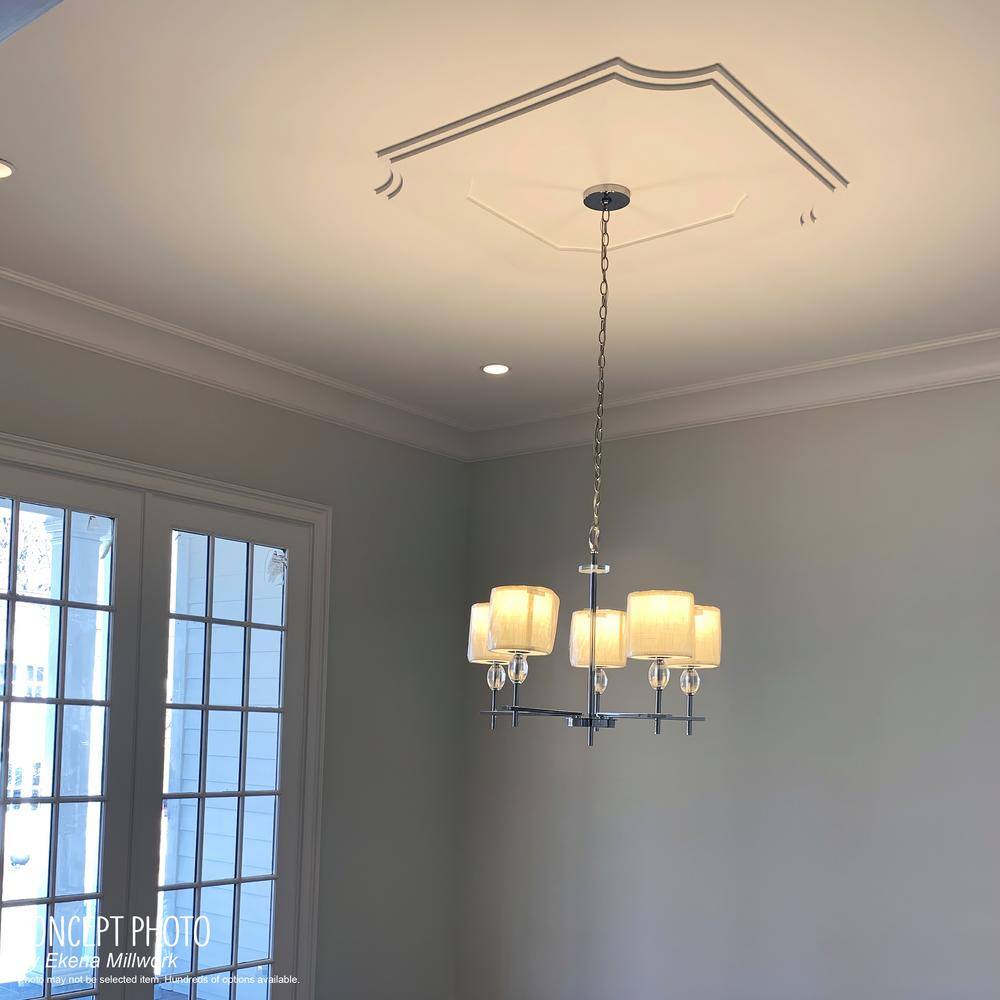 White Architectural Grade PVC Contemporary Ceiling Medallion, 24" x 16"
