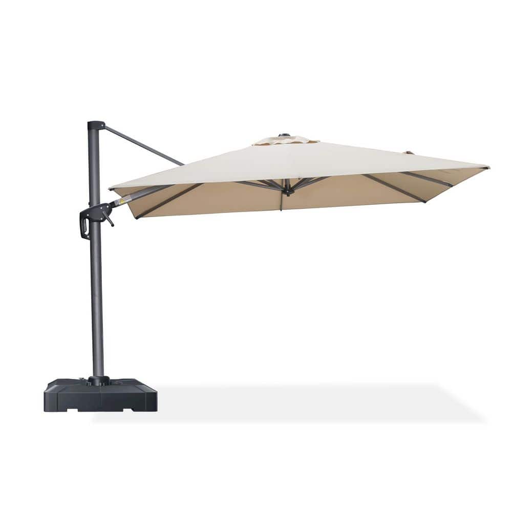 8 ft. Square Outdoor Patio Umbrella Cantilever Umbrella for Poolside with 360° Rotation with Base, in Beige price history on PriceWatchPro