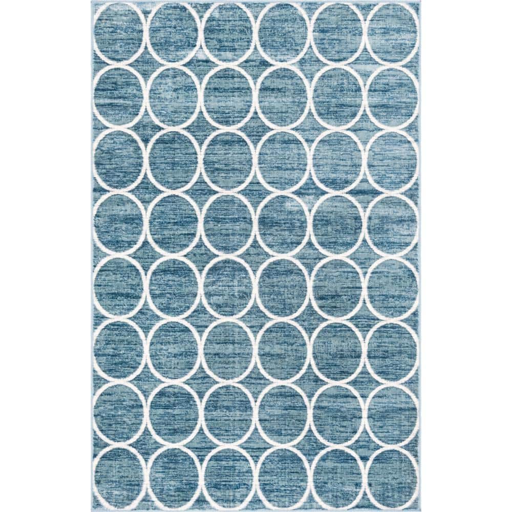 Unique Loom Matrix Trellis Dots Blue 6 ft x 9 ft. Area Rug 3148971 ...