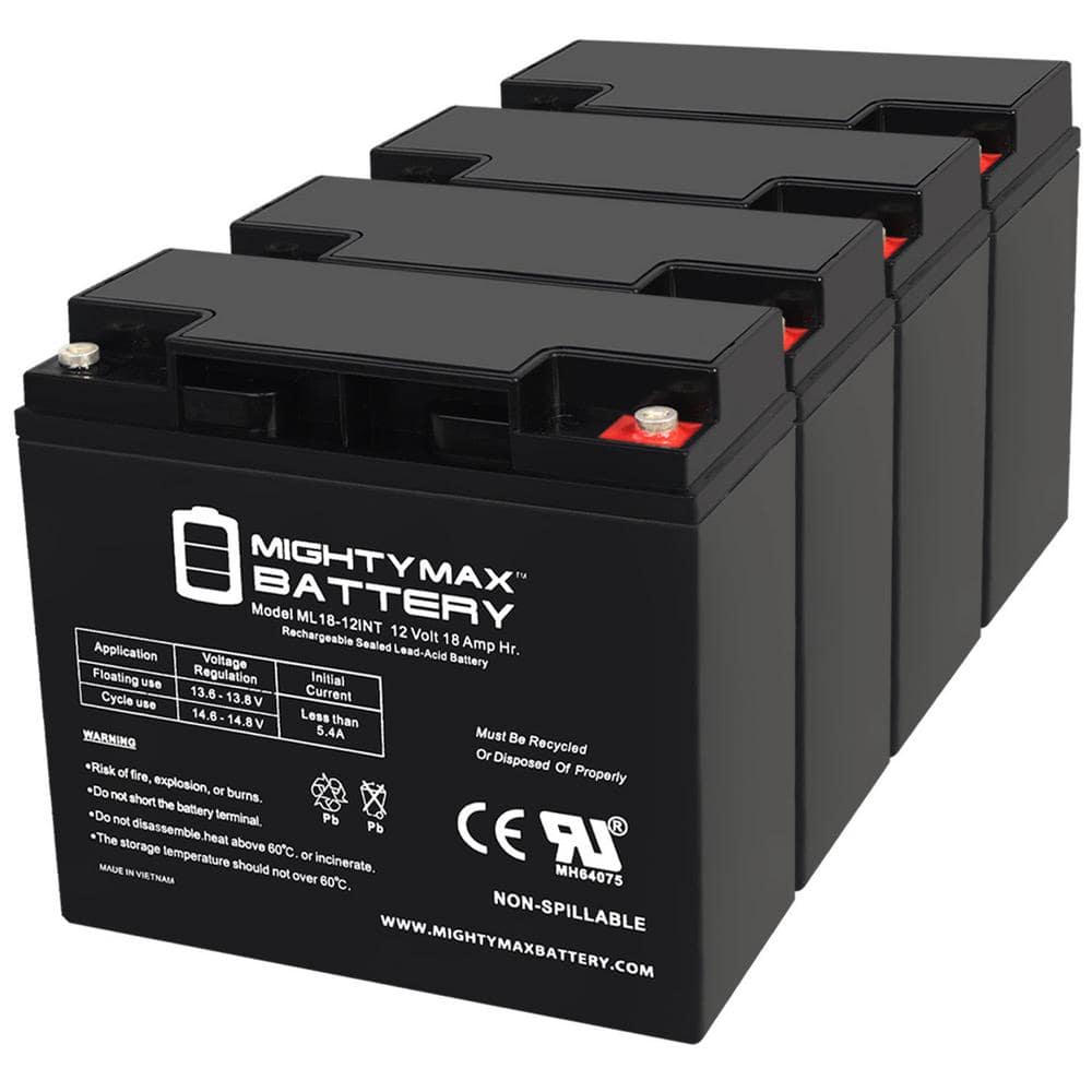 12-Volt 18AH SLA INT Replacement Battery for Luggie Travel Scooter - 4 Pack price history on PriceWatchPro