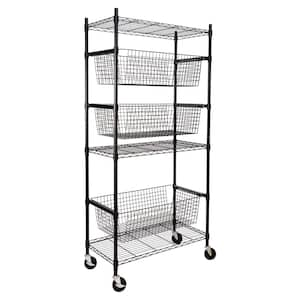 Ltmate 3- Tier Garden Tool Organizer for Garage-Yard Tool Racks with Wheels, Black HDM717DM